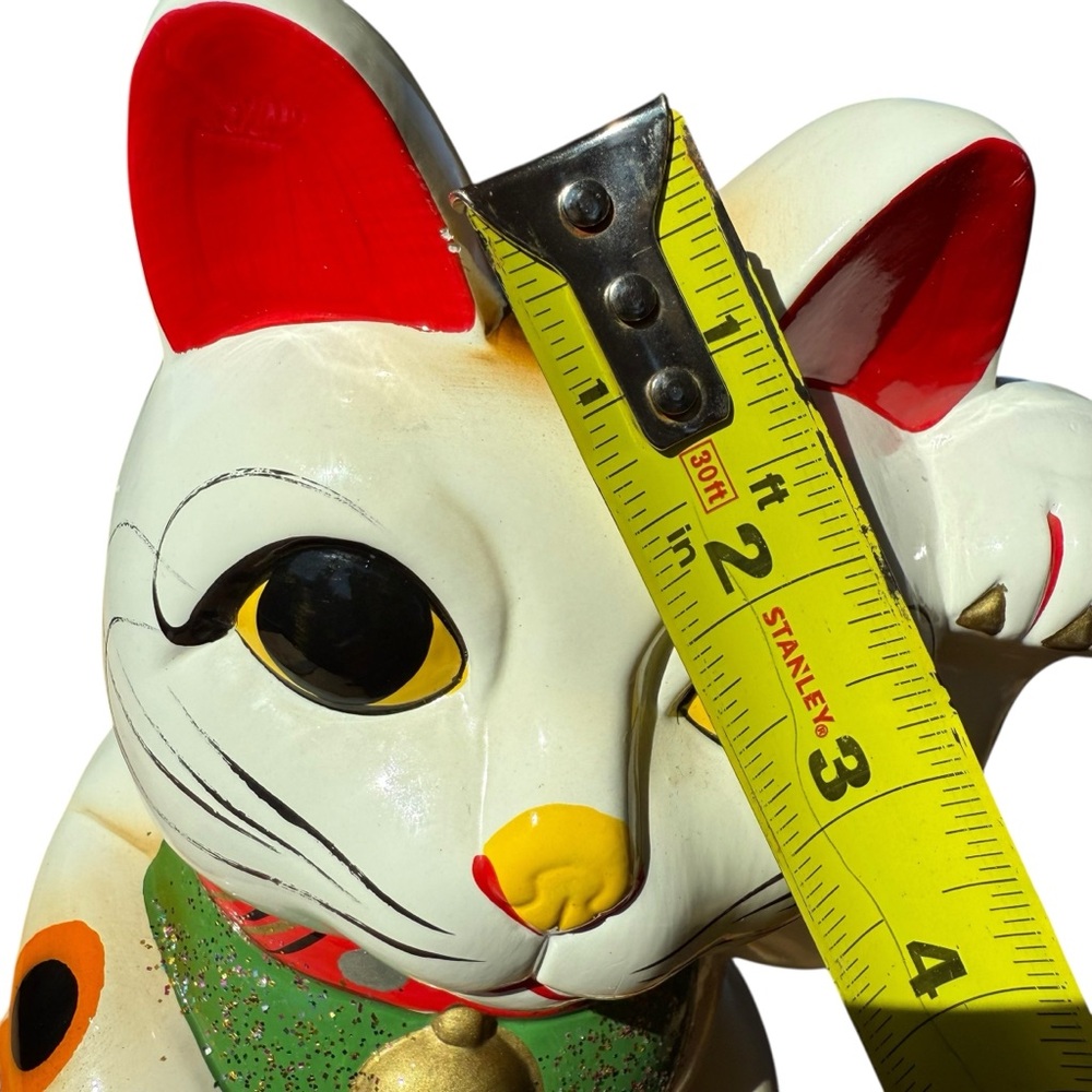 VINTAGE MANEKI NEKO BECKONING CAT BANK – JAPANESE LUCKY CAT FIGURINE - Picture 8 of 9